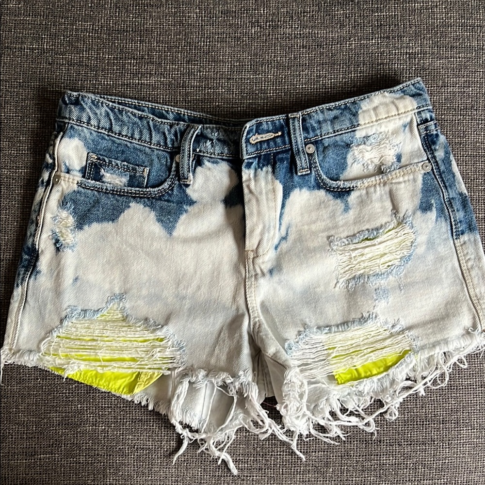 BLANKNYC Distressed Blue and White Denim Shorts